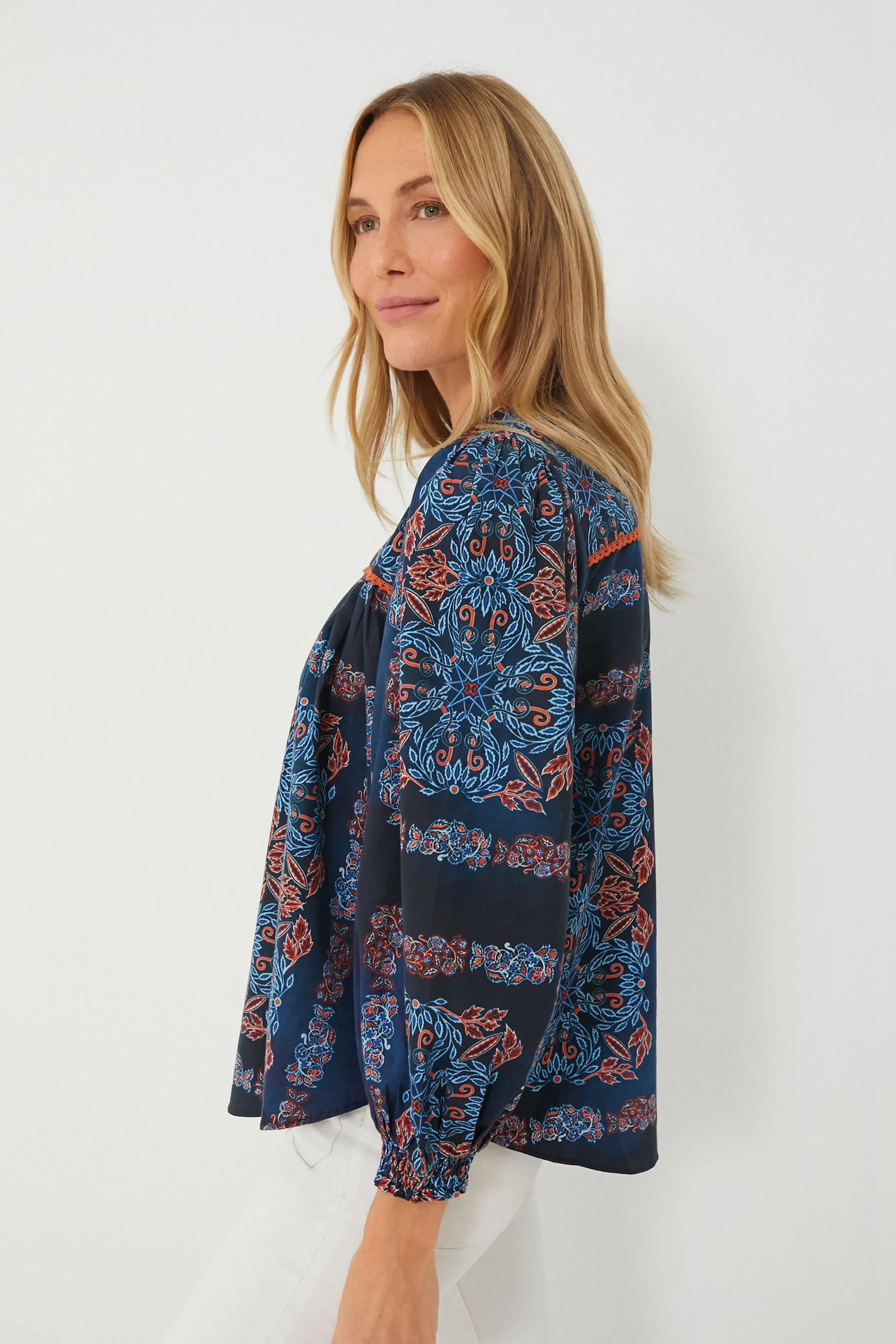 Bleu Fable Shea Peasant Blouse