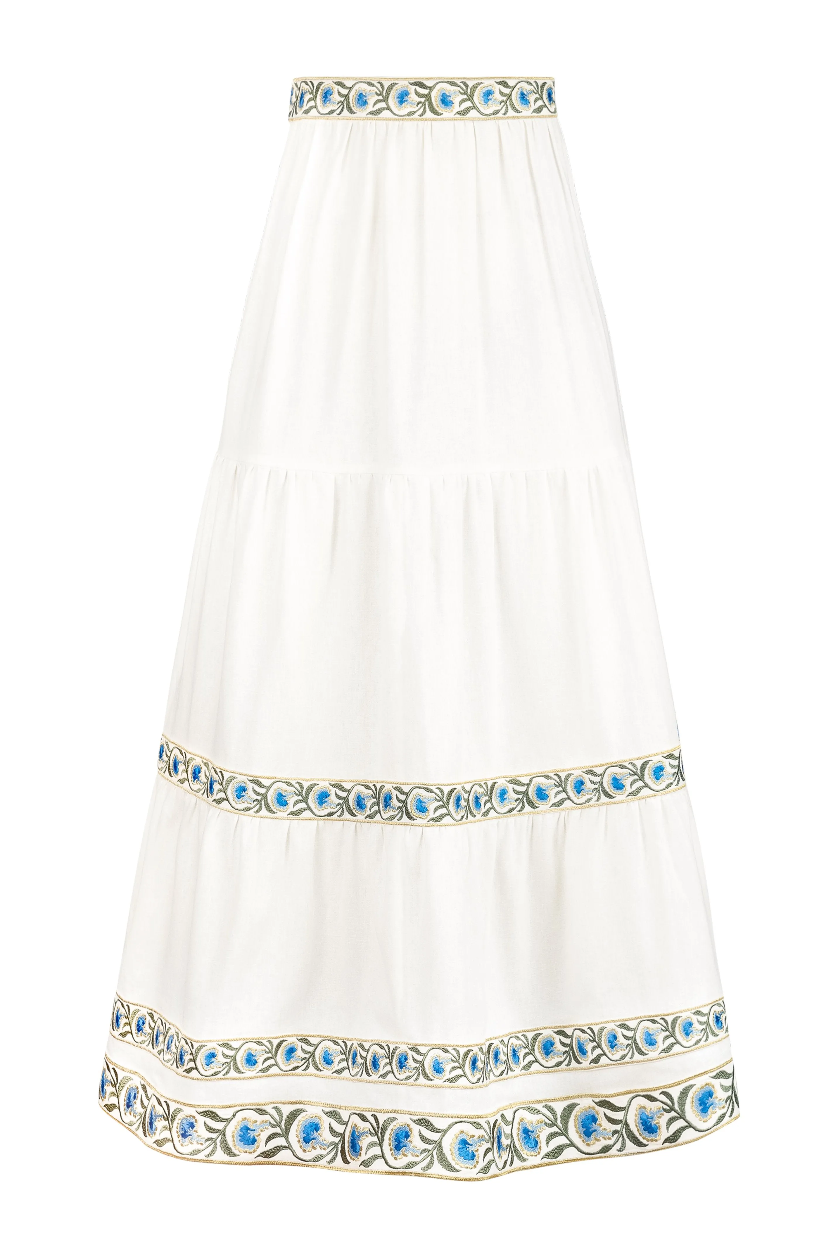 Carnation Ruffle Skirt - Off White & Blue