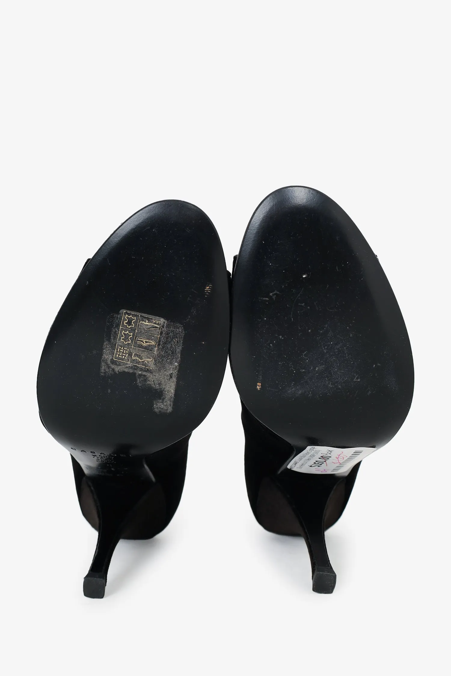 Casadei Black Velvet Crystal Toe Heels Size 8