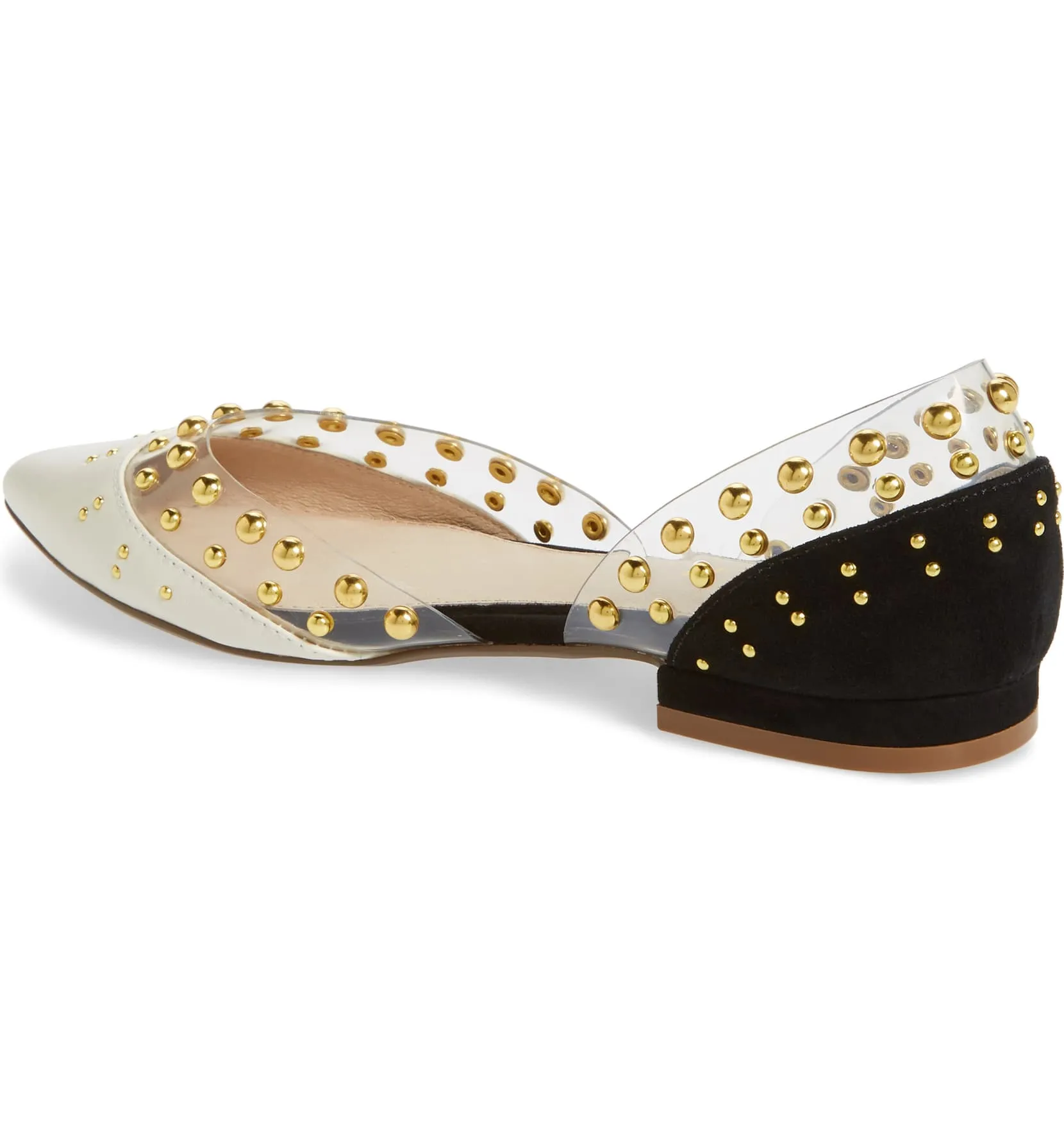 Cecelia New York Min Ballet Flats Black White Clear Chic Pointy Embellished Shoe