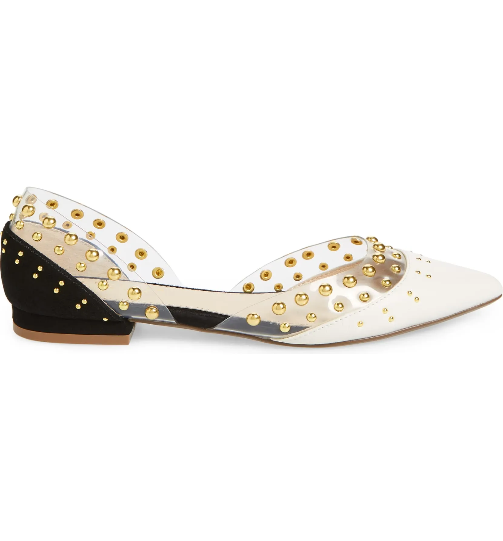 Cecelia New York Min Ballet Flats Black White Clear Chic Pointy Embellished Shoe