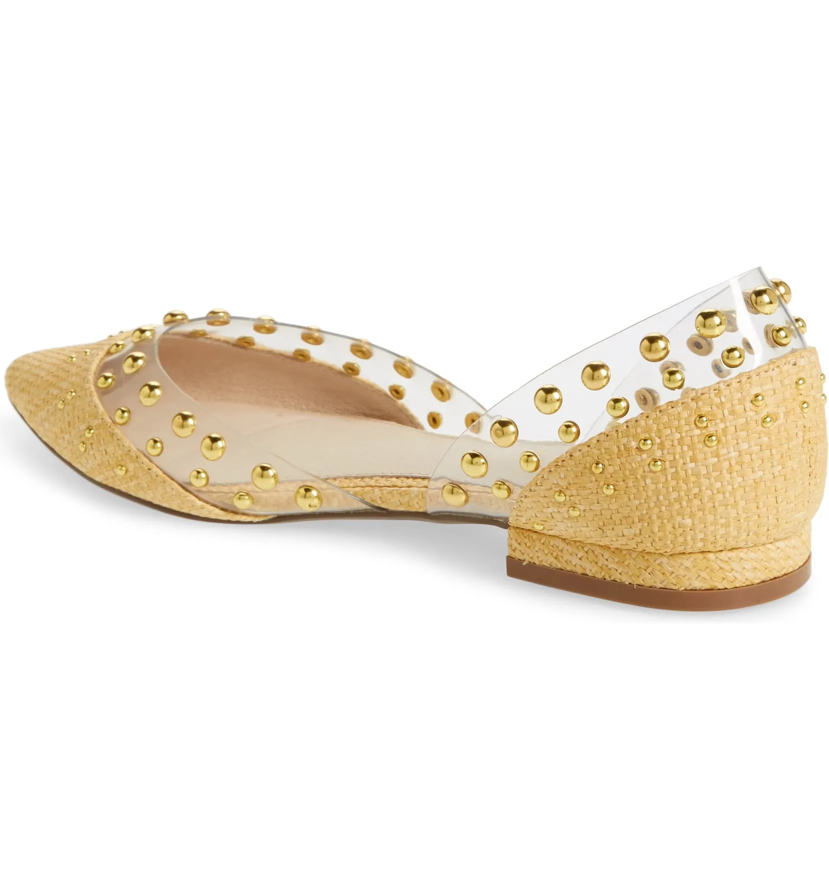 Cecelia New York Min Linen Clear Pointy Embellished Chic Transparent Ballet Flat