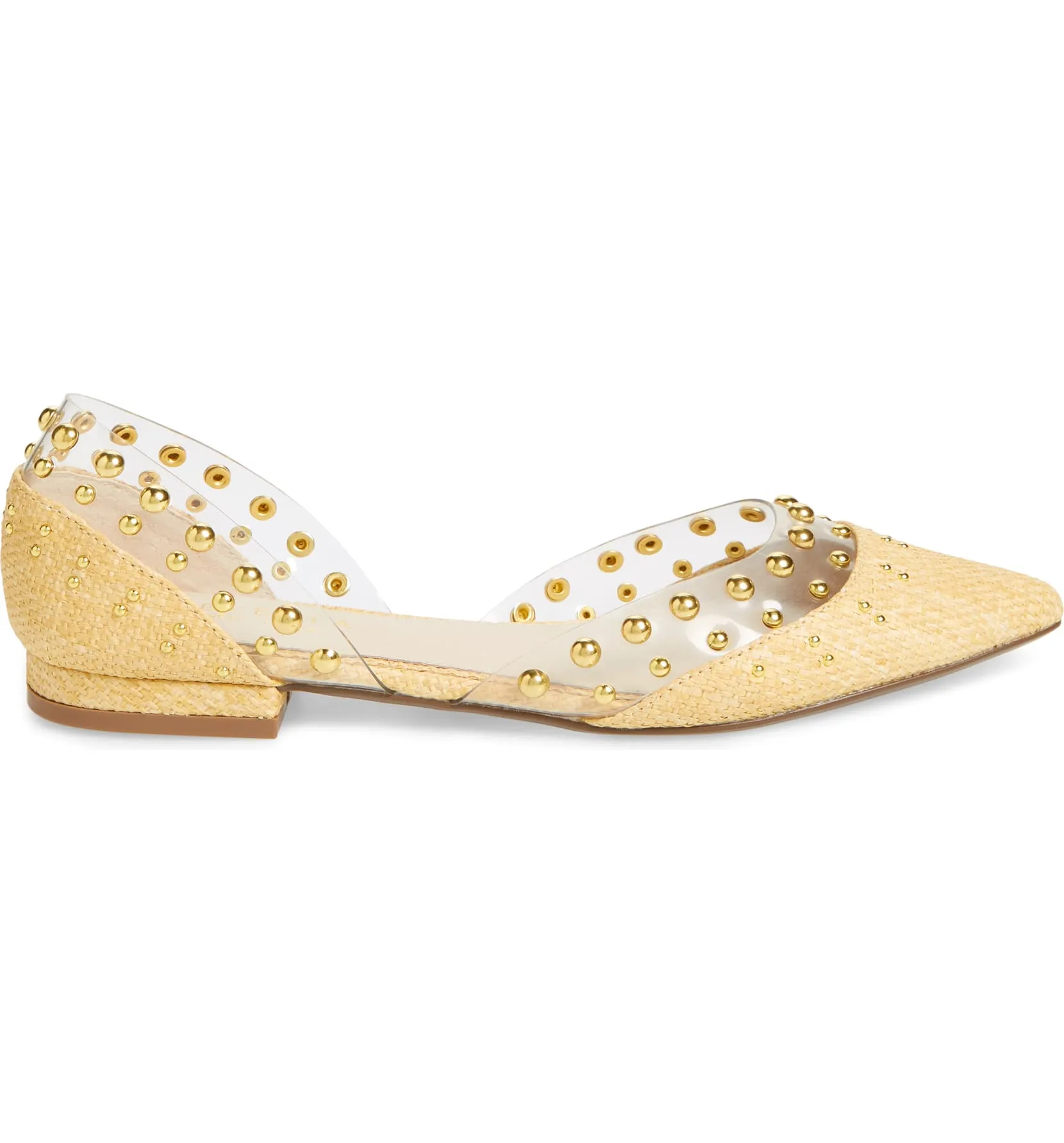 Cecelia New York Min Linen Clear Pointy Embellished Chic Transparent Ballet Flat