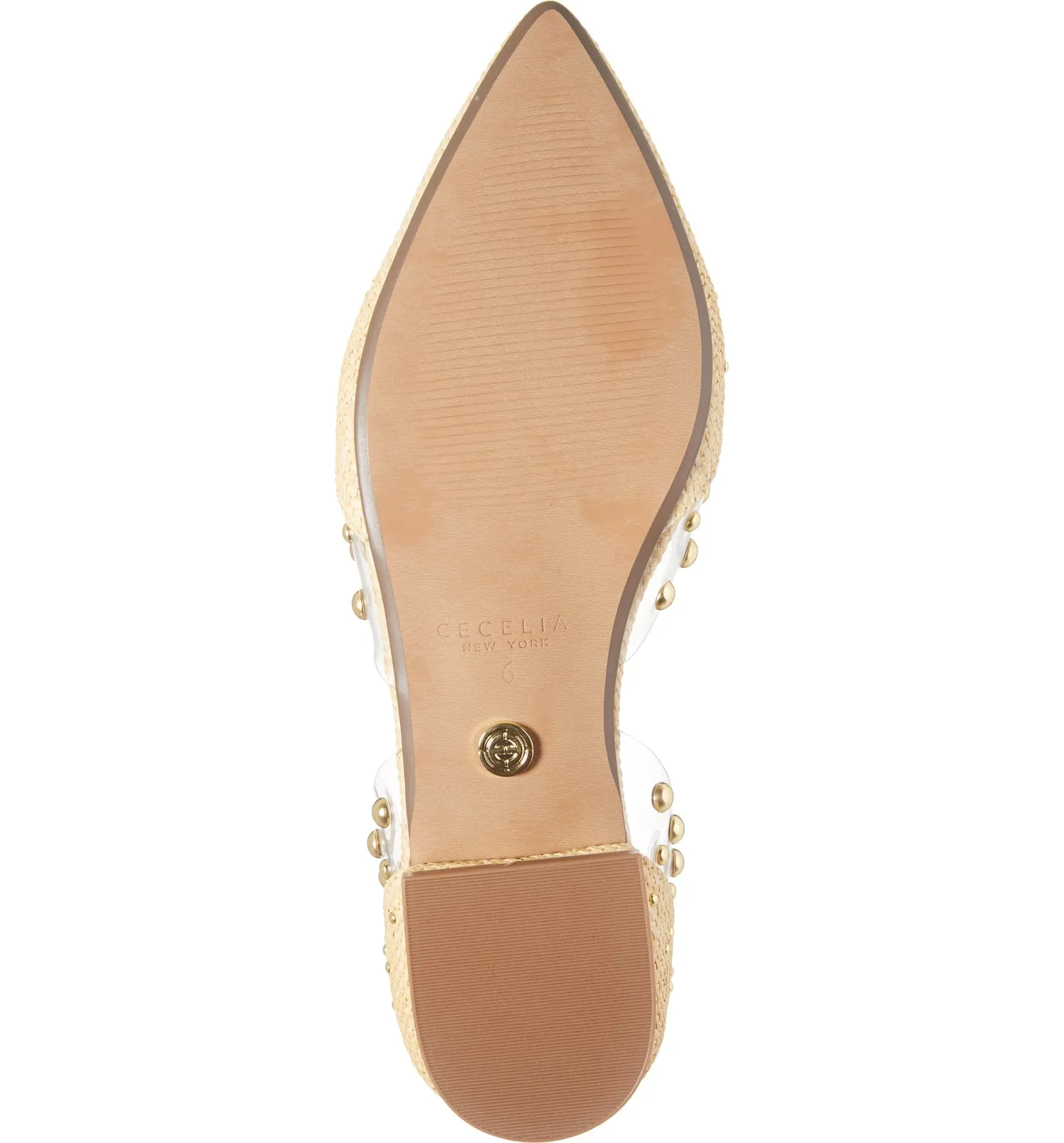 Cecelia New York Min Linen Clear Pointy Embellished Chic Transparent Ballet Flat