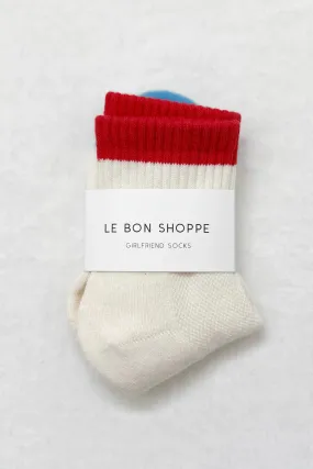 Color Block Girlfriend Socks | Red/Blue