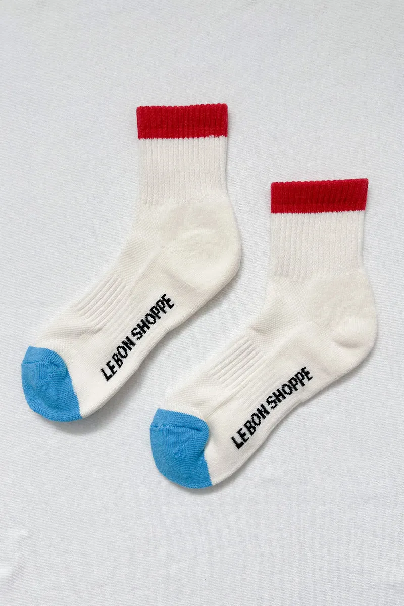 Color Block Girlfriend Socks | Red/Blue