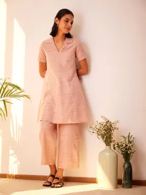 Cotton Solid A-Line Co-ord Set - Pink