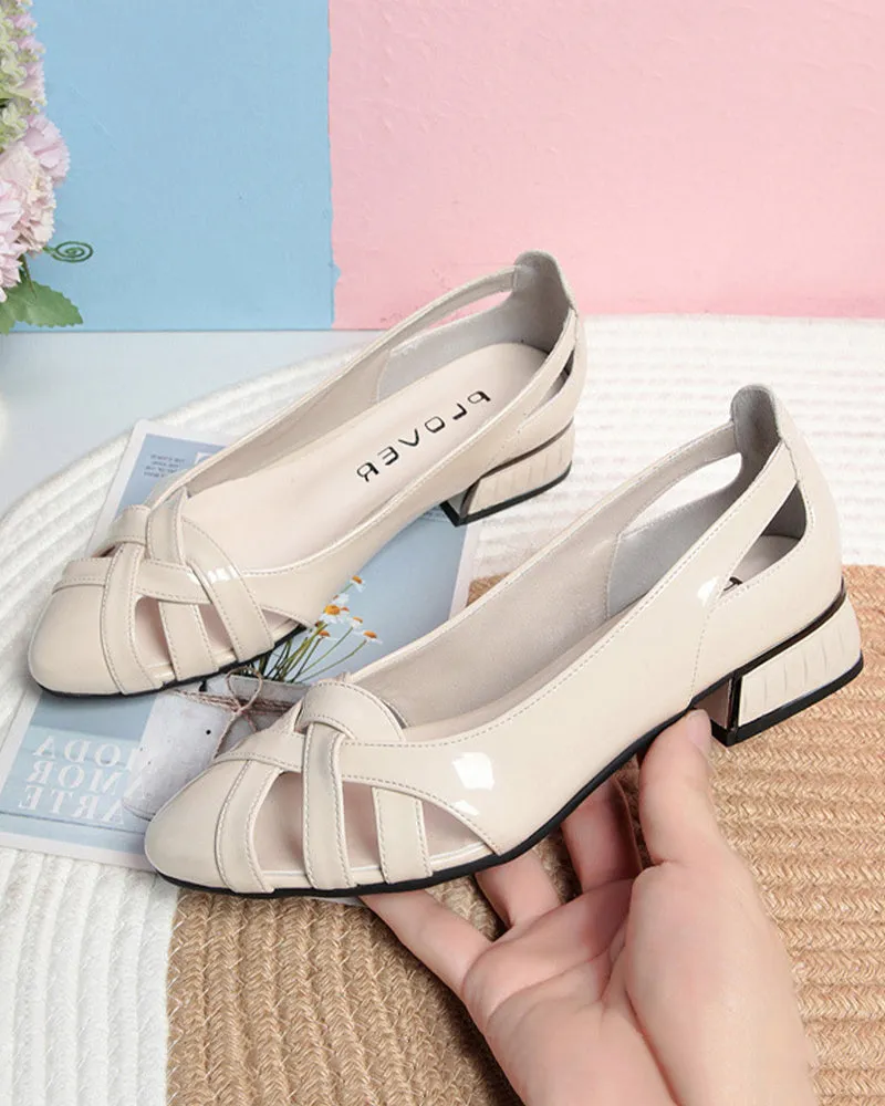 Cutout low heel flats