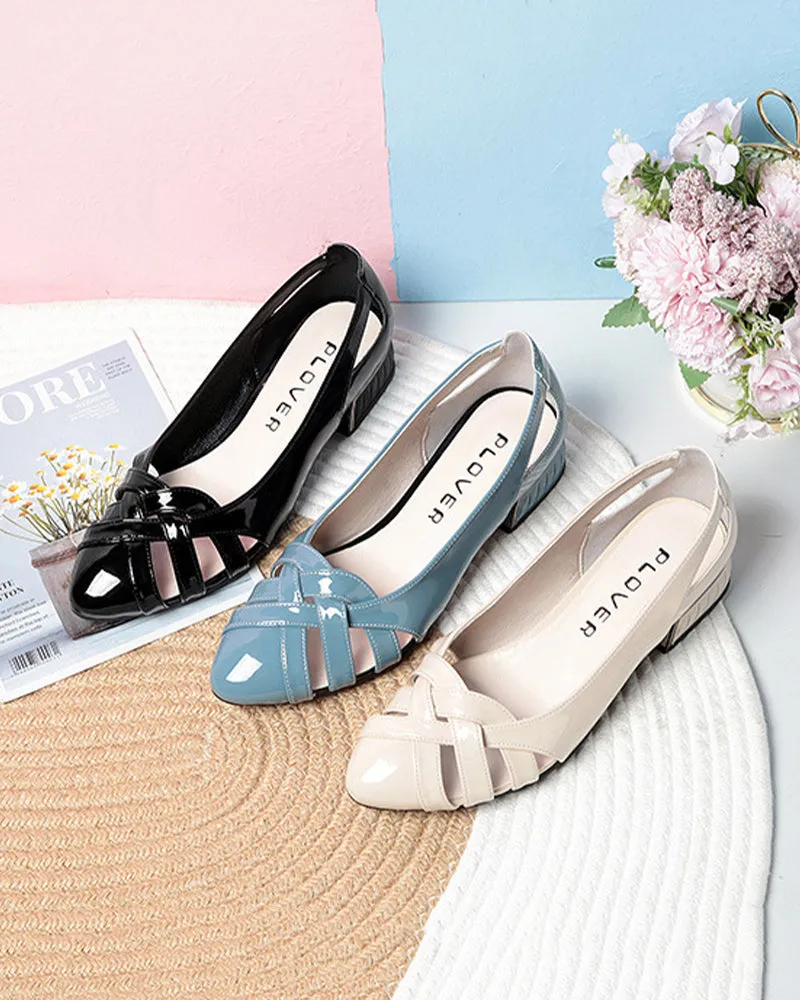 Cutout low heel flats