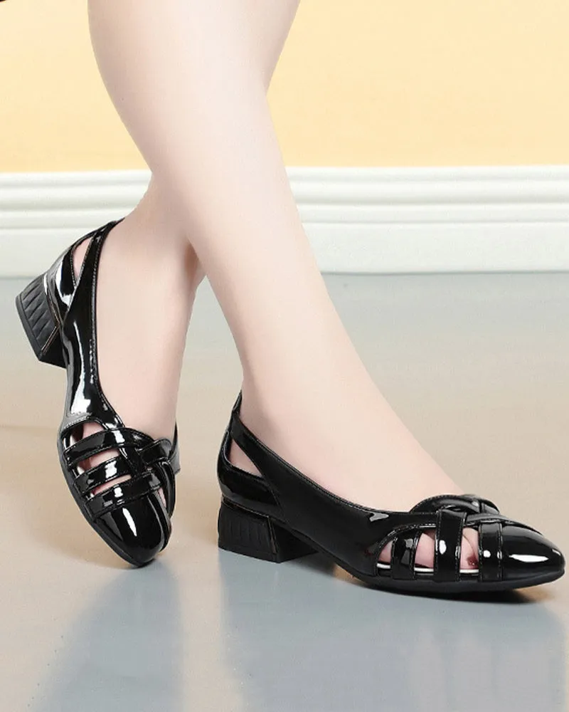 Cutout low heel flats