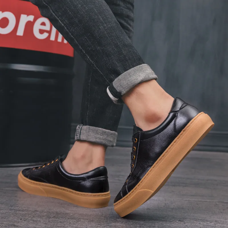 Fashion Genuine Leather Breathable Casual Sneakers