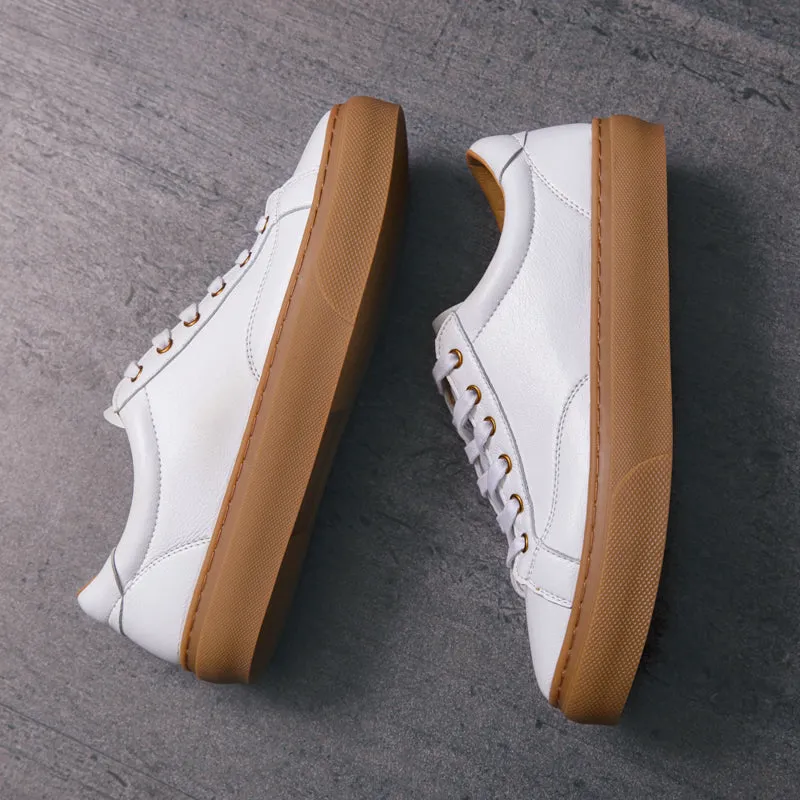 Fashion Genuine Leather Breathable Casual Sneakers