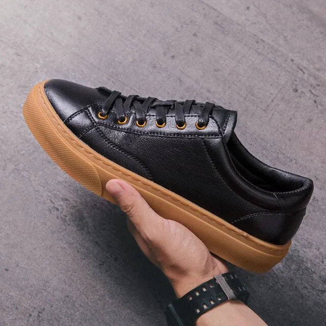 Fashion Genuine Leather Breathable Casual Sneakers