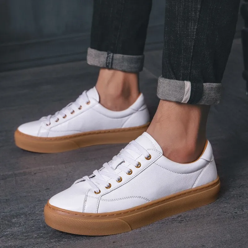 Fashion Genuine Leather Breathable Casual Sneakers
