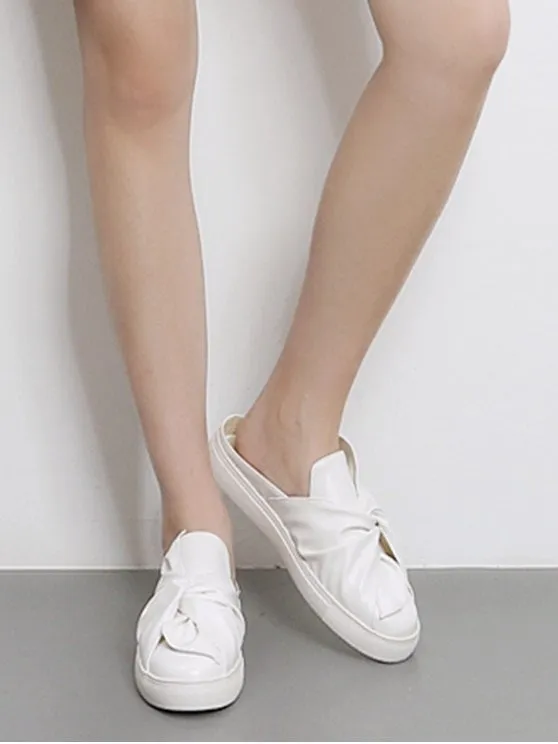 Gorgeous Faux Leather Bowknot Slip On Flats