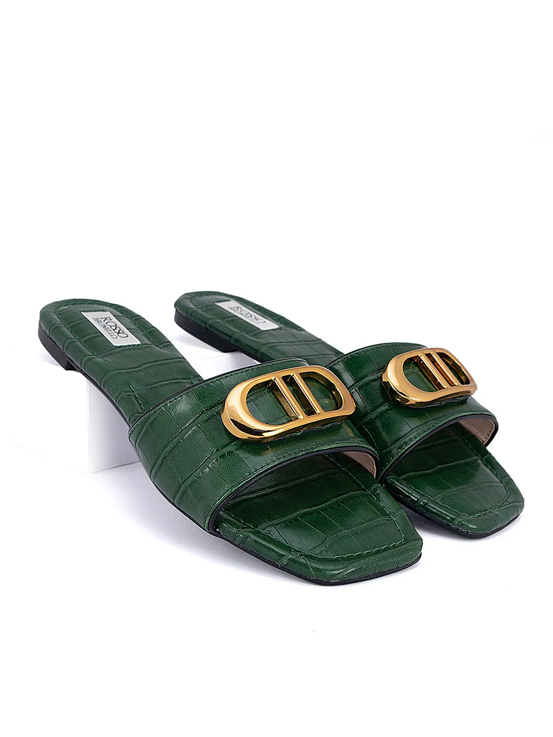 Green Buckle Top Sliders
