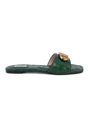 Green Buckle Top Sliders