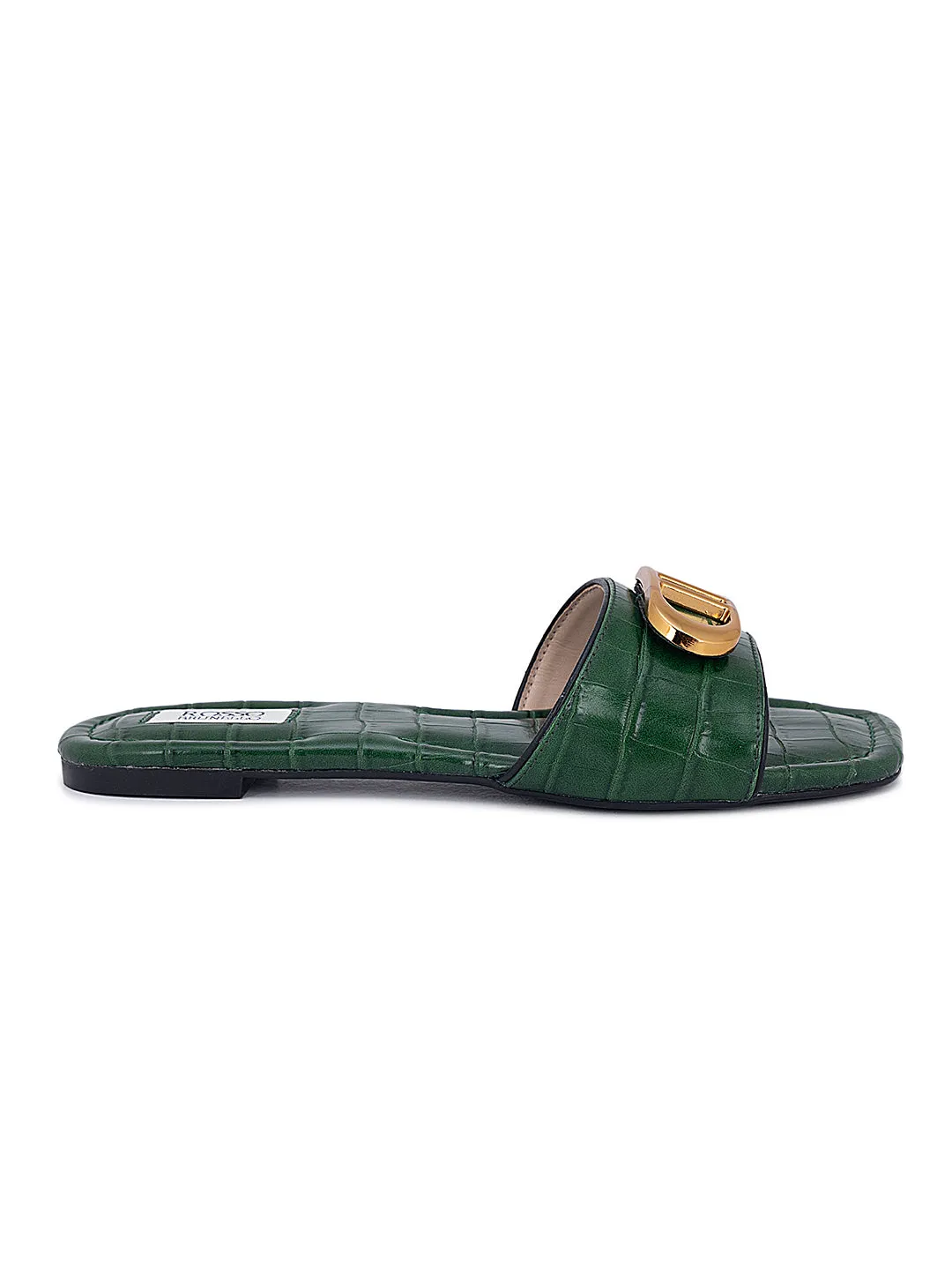 Green Buckle Top Sliders