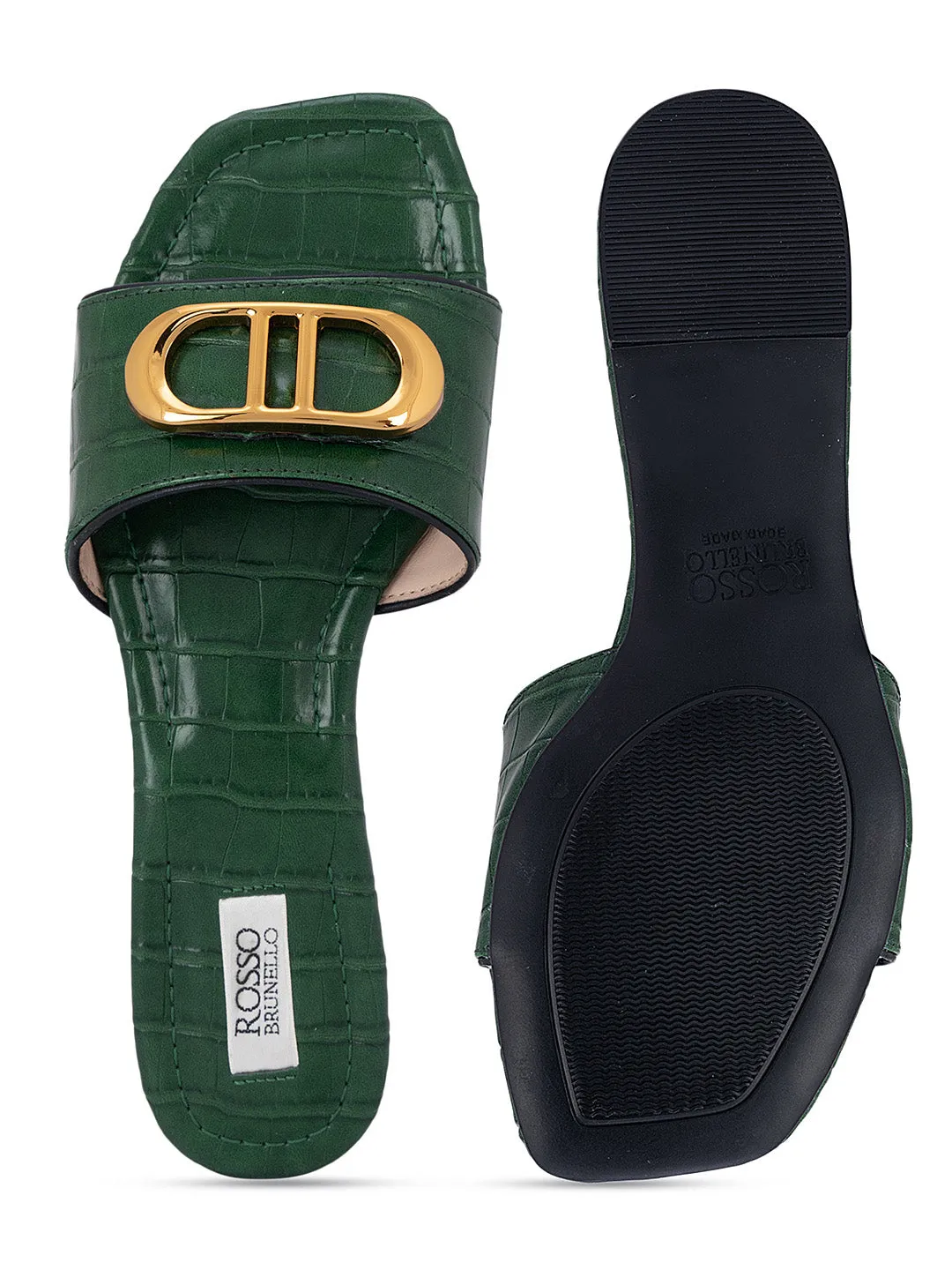 Green Buckle Top Sliders