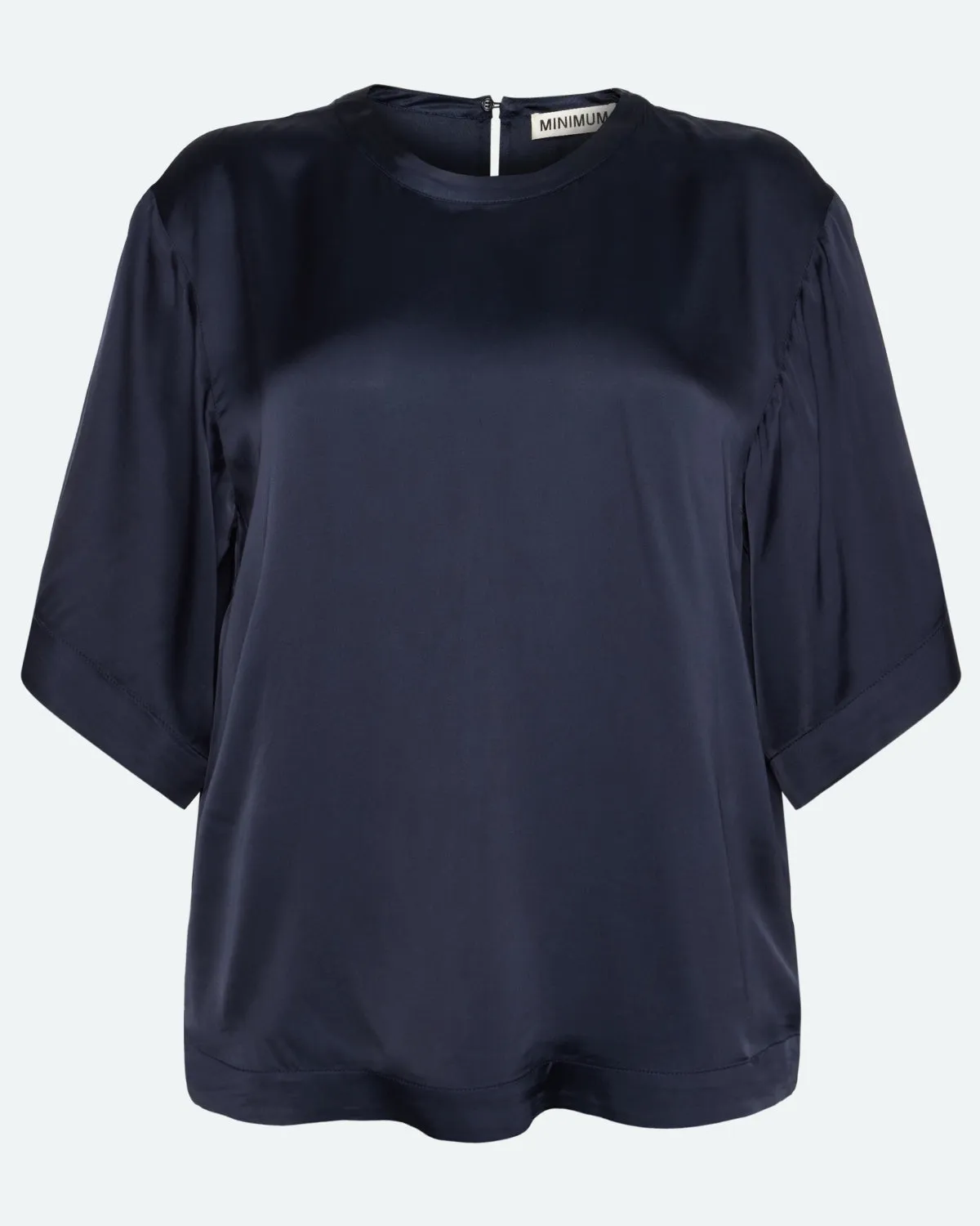 Janey short sleeved satin blouse 4165 - Sky Captain