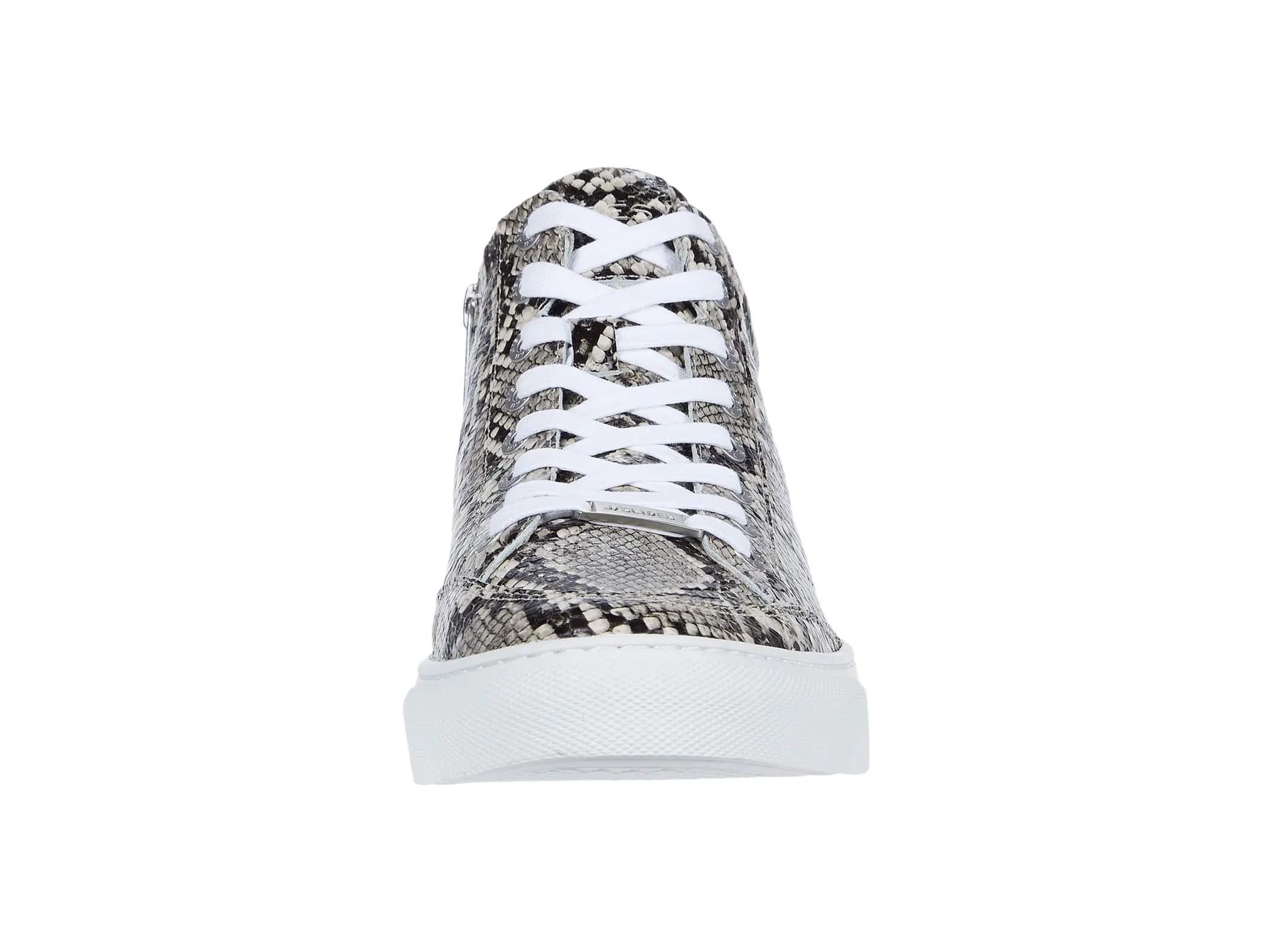 J/Slides Women's Ludlow Lace Up Rounded Toe Flats Sneaker Black/Beige Embossed