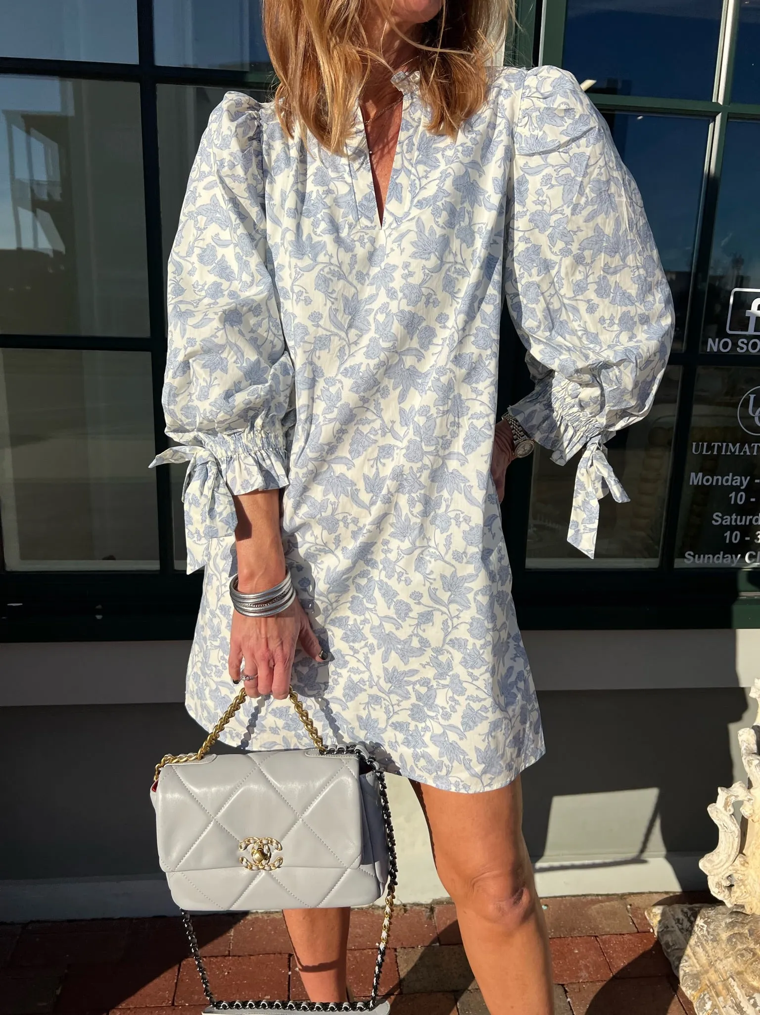 Kaia Floral Print Mini Dress Blue