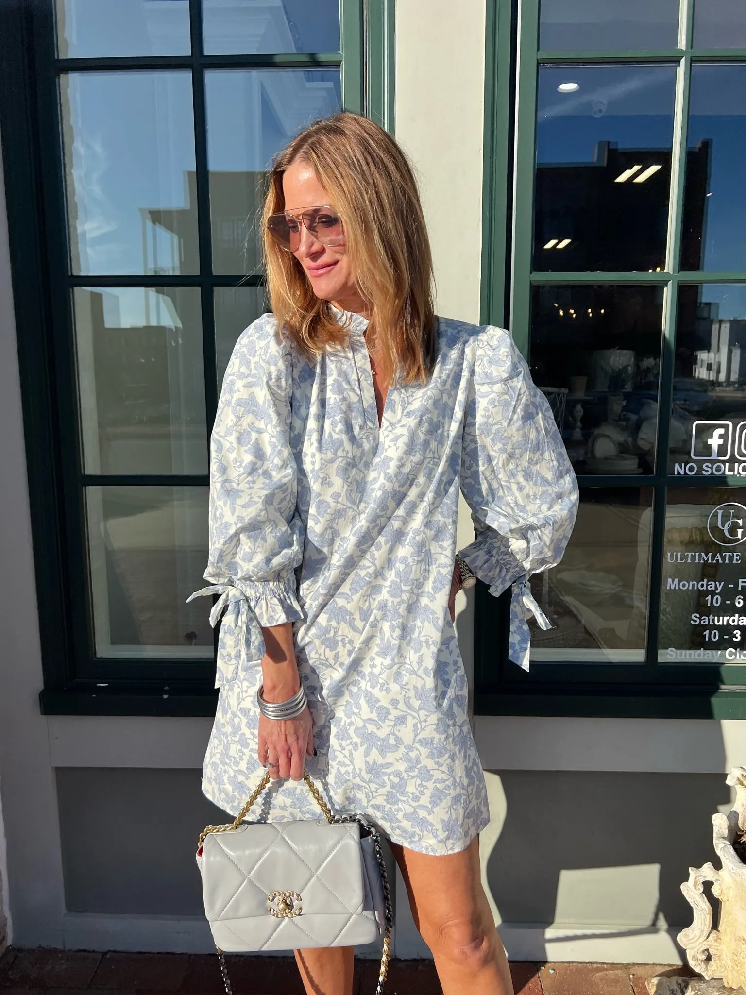 Kaia Floral Print Mini Dress Blue