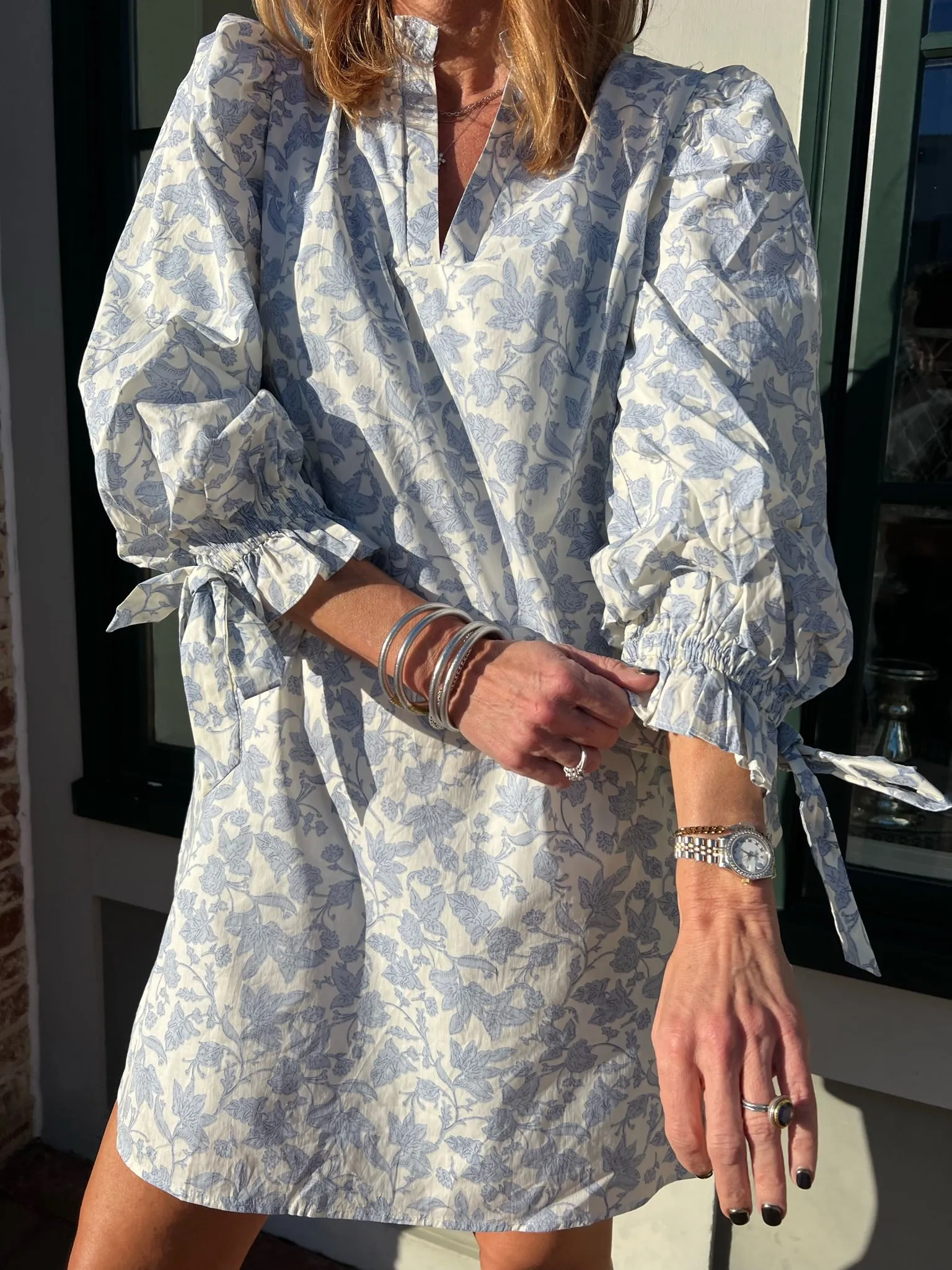 Kaia Floral Print Mini Dress Blue