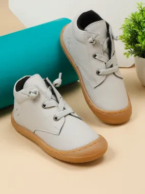 Kid's Grey Leather Comfort Insole Sneakers