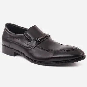 Men "RAFAEL" Woven Moc Toe Metallic Clasp Formal Leather Loafer Shoes