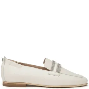 NeroGiardini Slimline Cream Leather Loafers