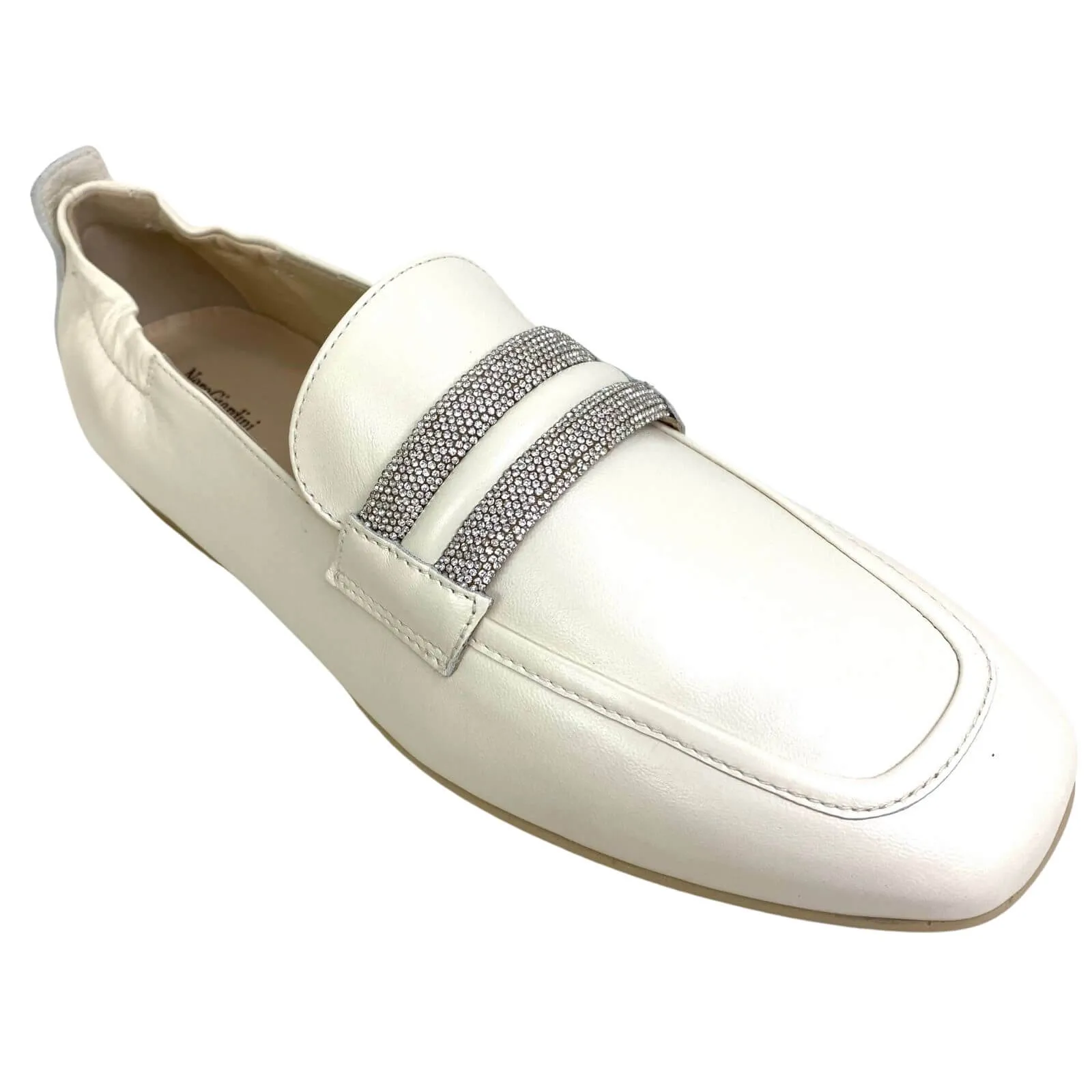 NeroGiardini Slimline Cream Leather Loafers