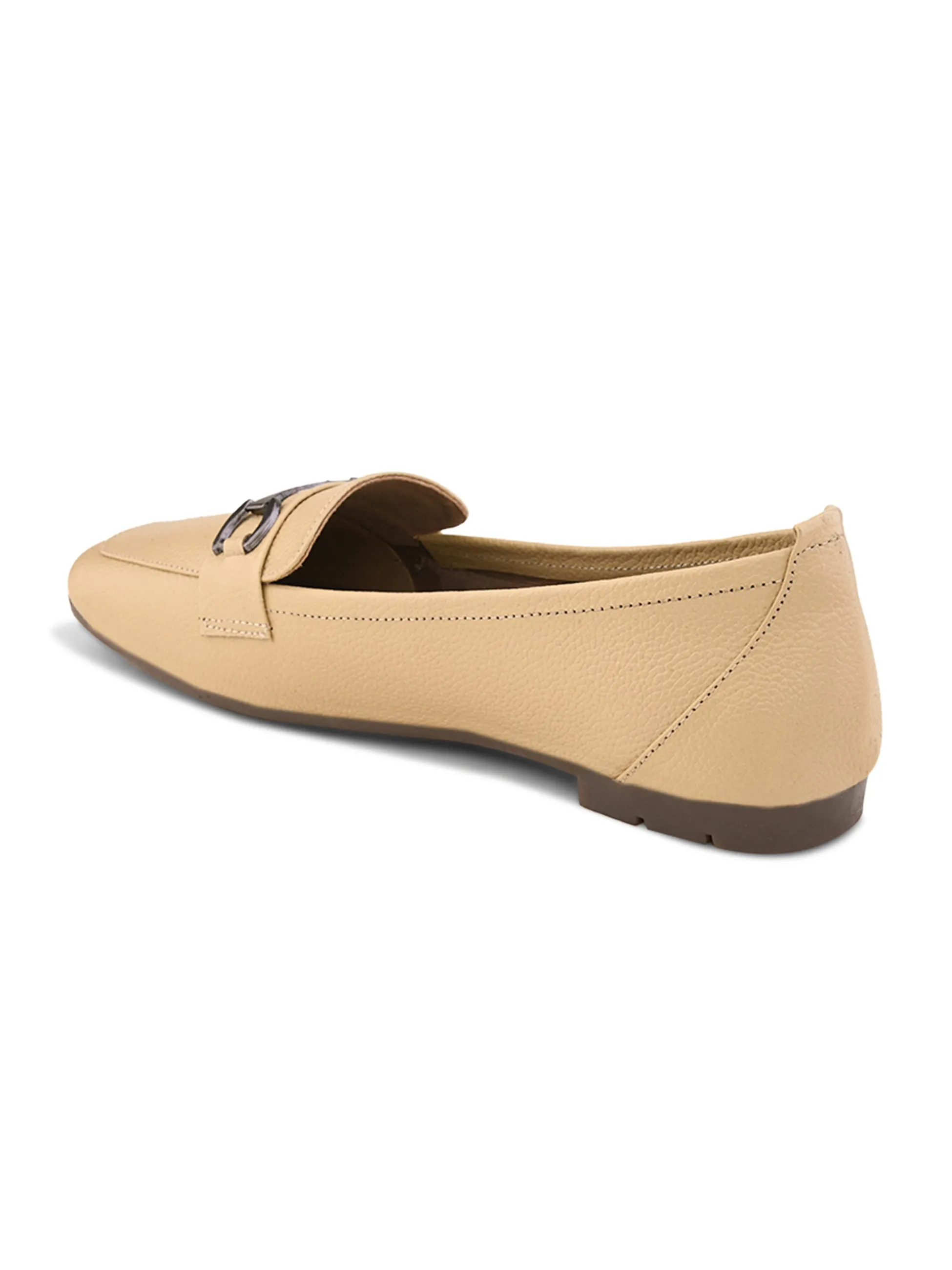 Pelle Albero Female's Cream Leather Flat Ballerina