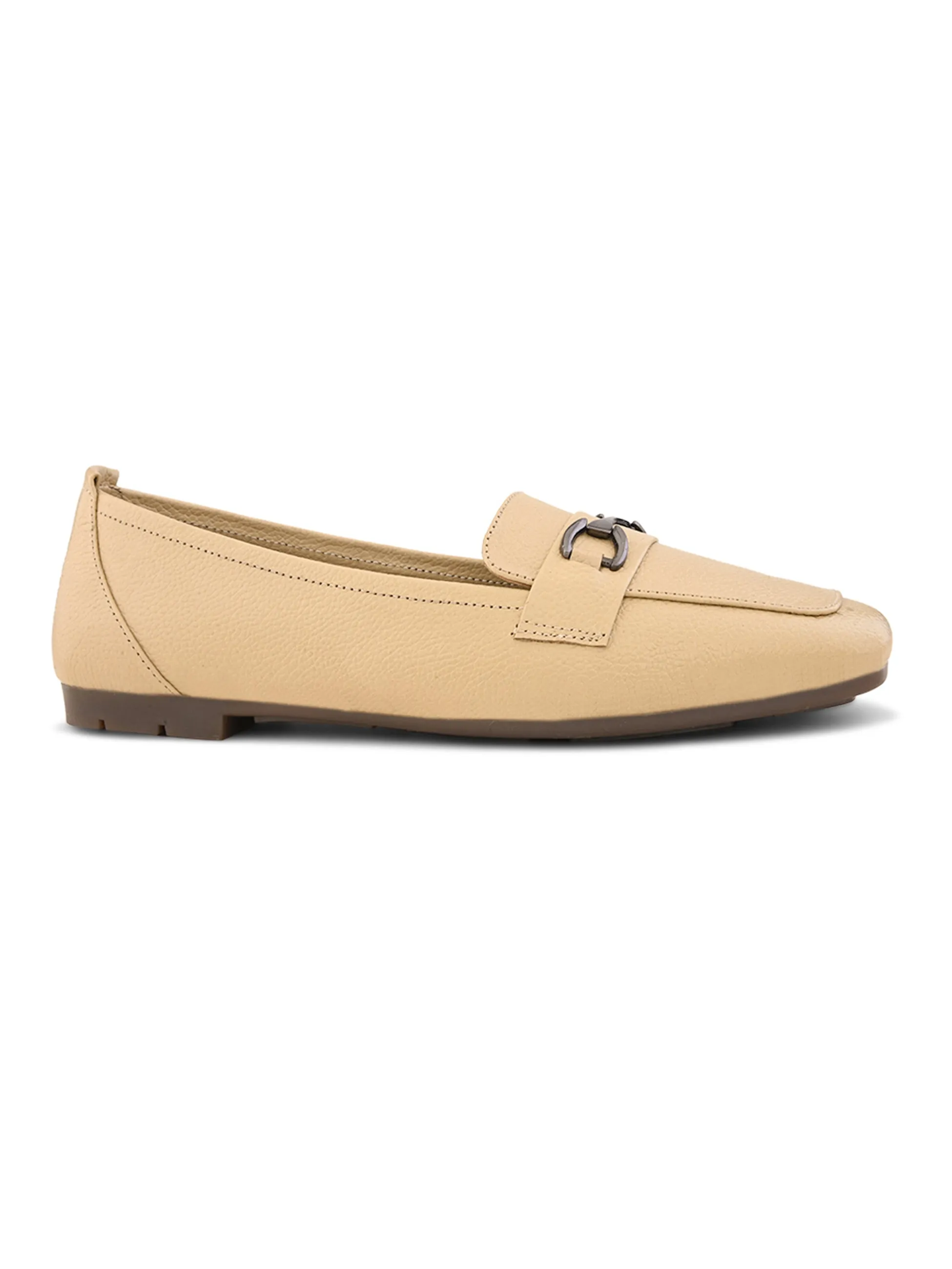 Pelle Albero Female's Cream Leather Flat Ballerina
