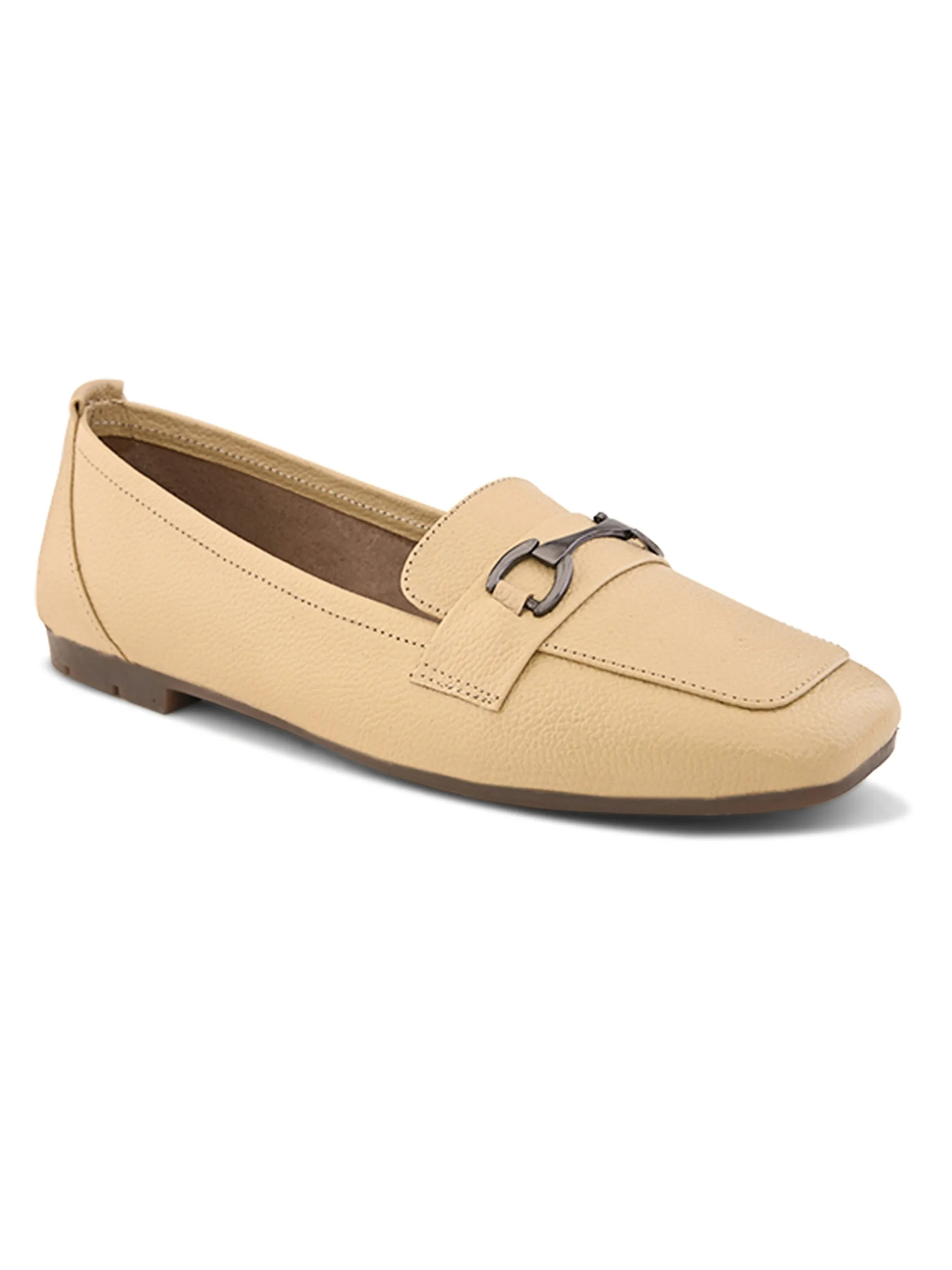 Pelle Albero Female's Cream Leather Flat Ballerina