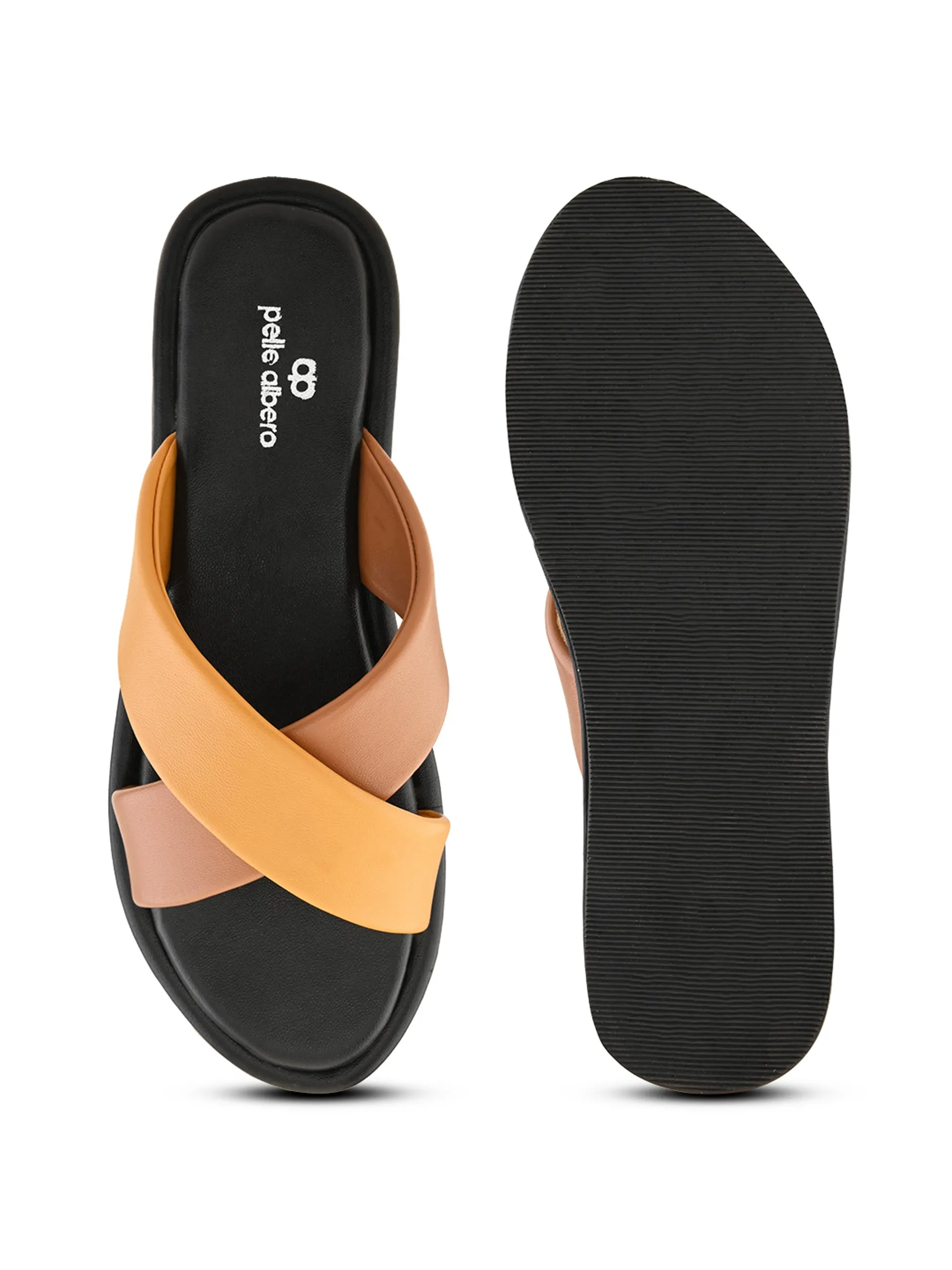 Pelle Albero Female's Yellow Faux Leather Flat Slipper