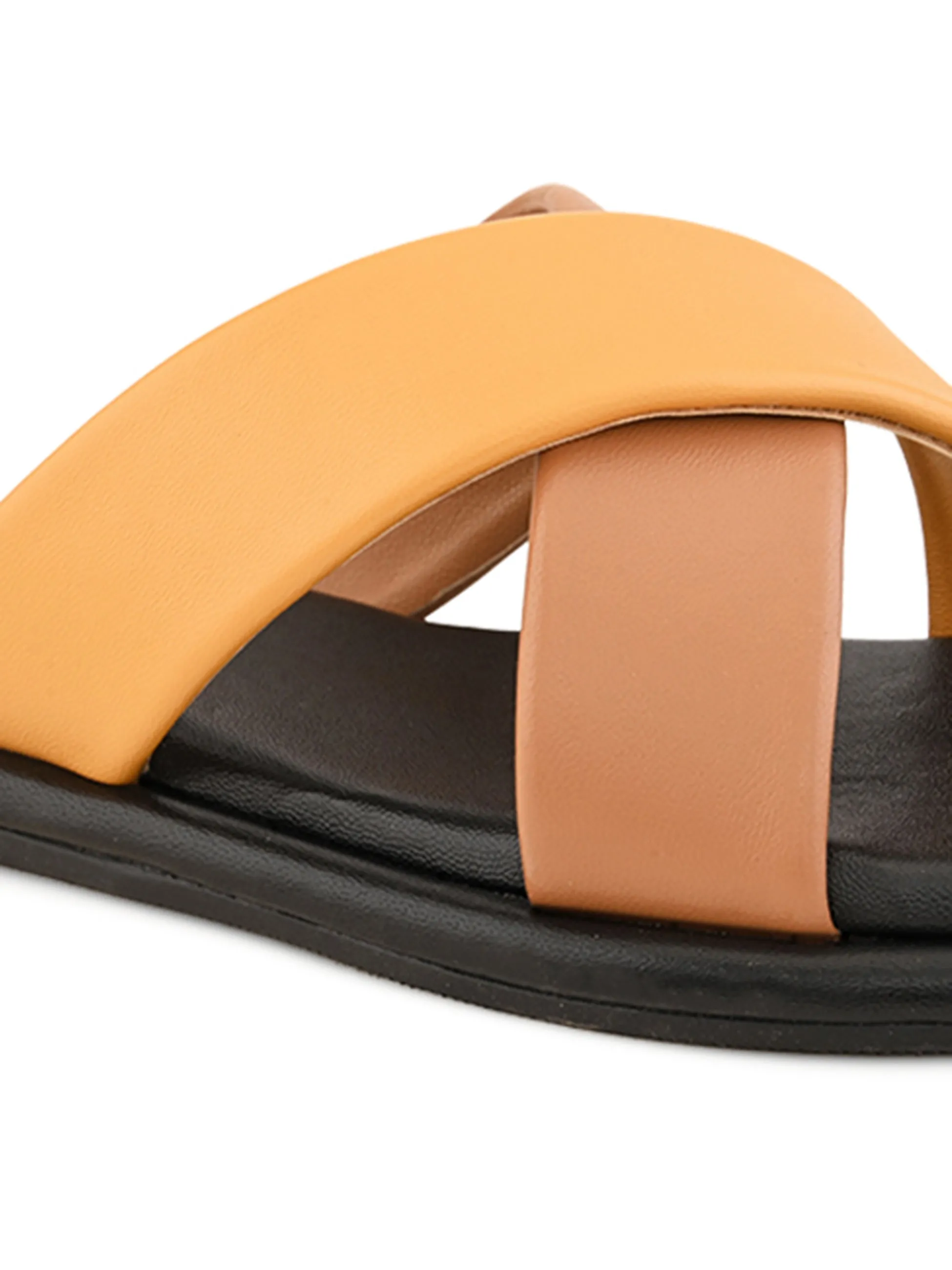 Pelle Albero Female's Yellow Faux Leather Flat Slipper