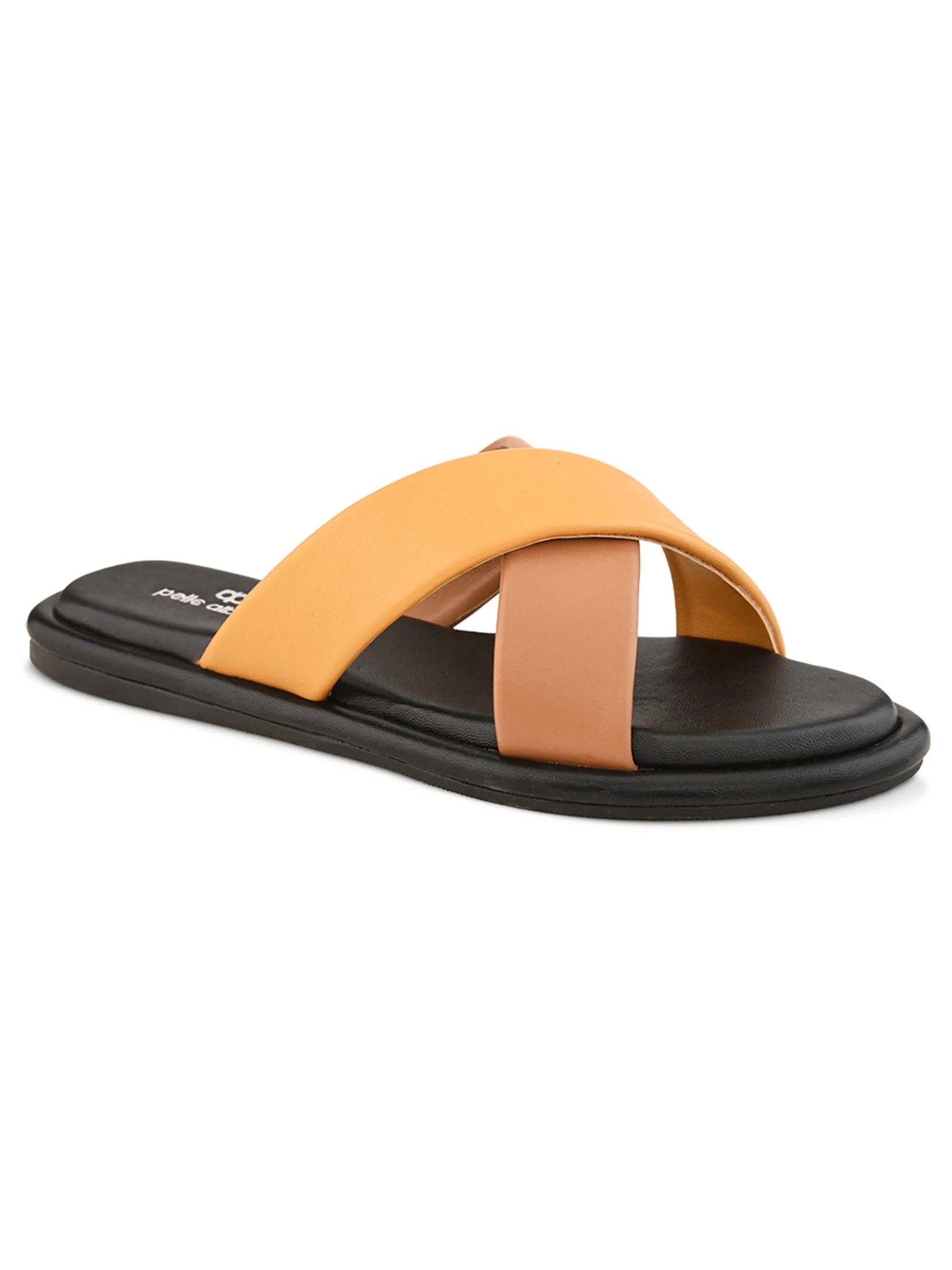 Pelle Albero Female's Yellow Faux Leather Flat Slipper