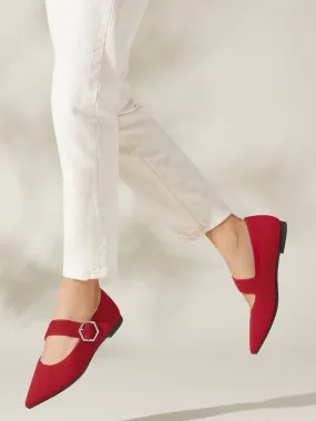 Pointed-Toe Mary-Jane Flats