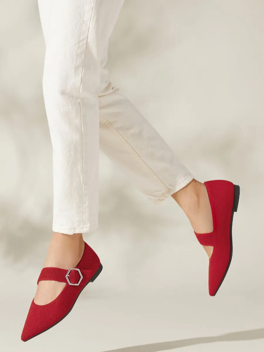 Pointed-Toe Mary-Jane Flats