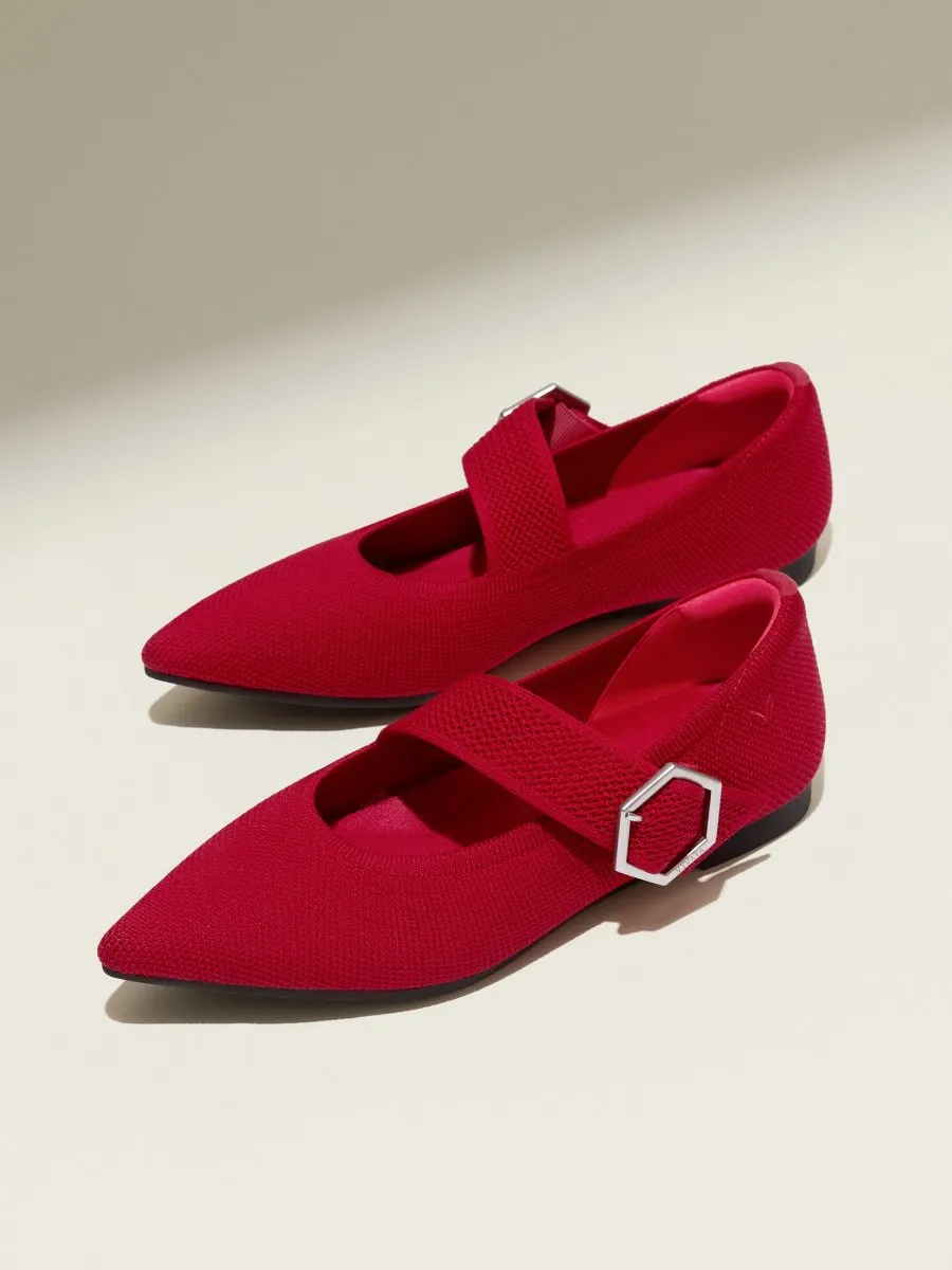 Pointed-Toe Mary-Jane Flats