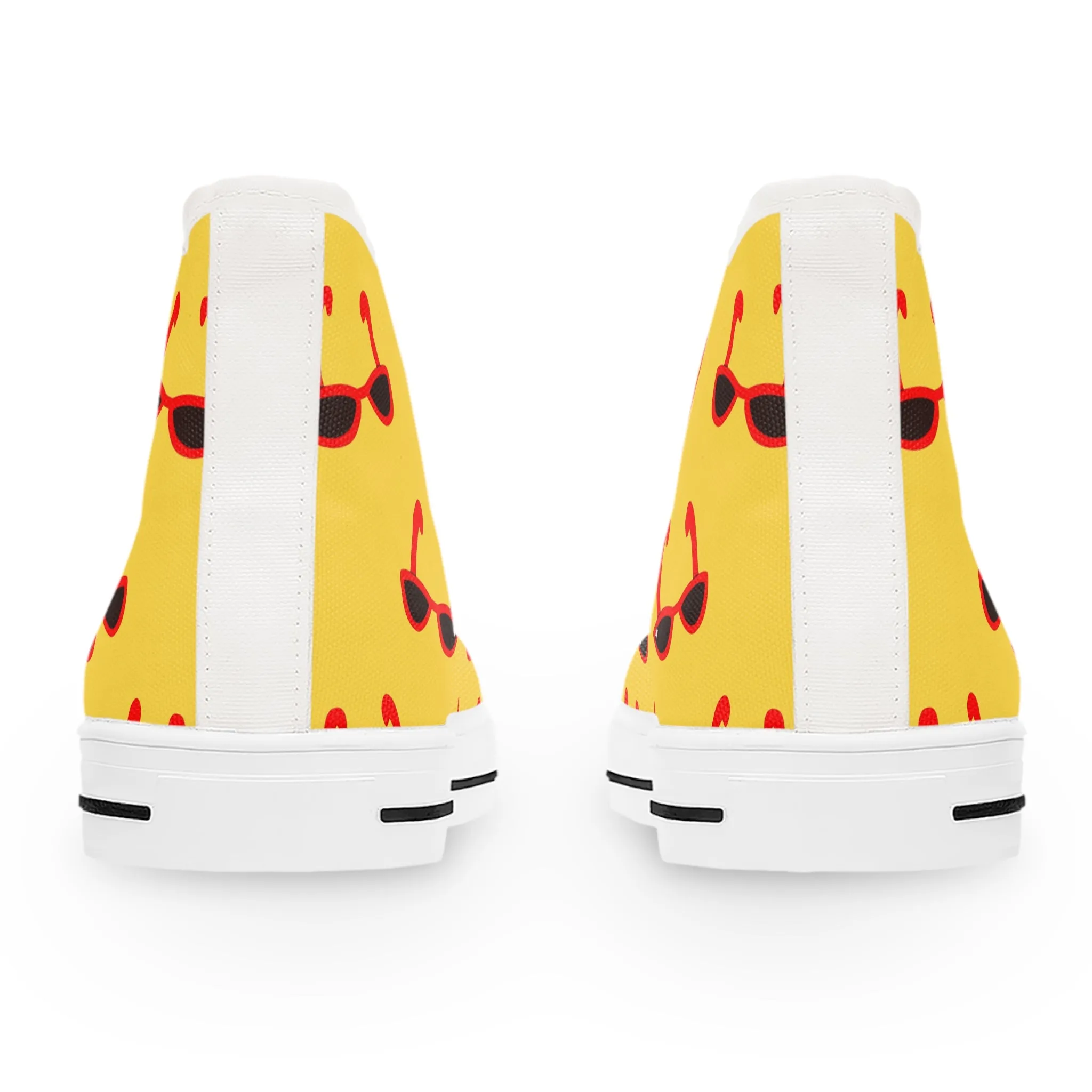 Red Sunglasses and Yellow Background Women's High Top Sneakers