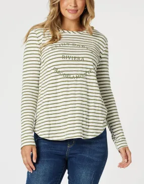 Riviera Tee - Khaki/White