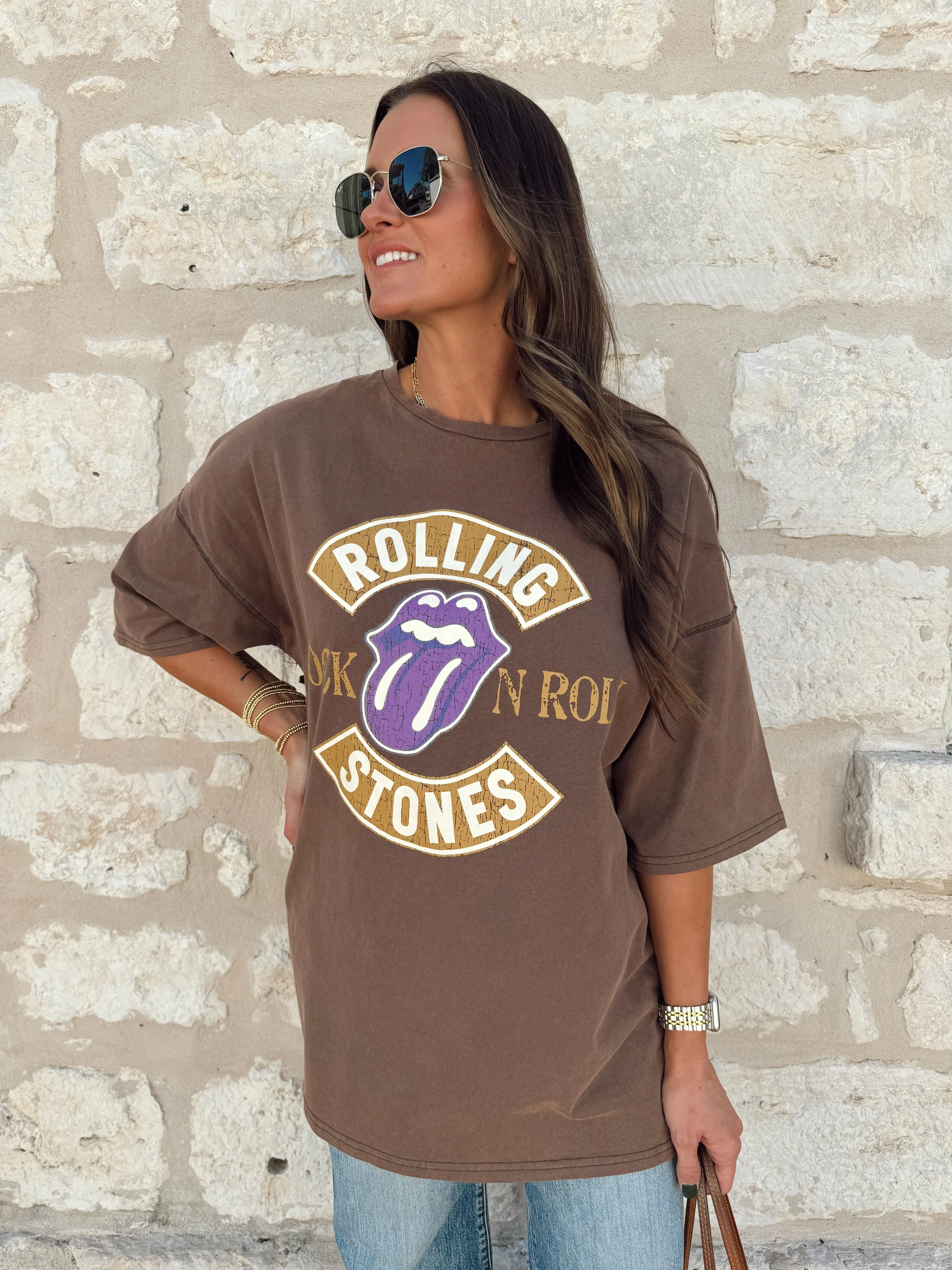 Rock N' Roll Rolling Stone Graphic Tee Dress