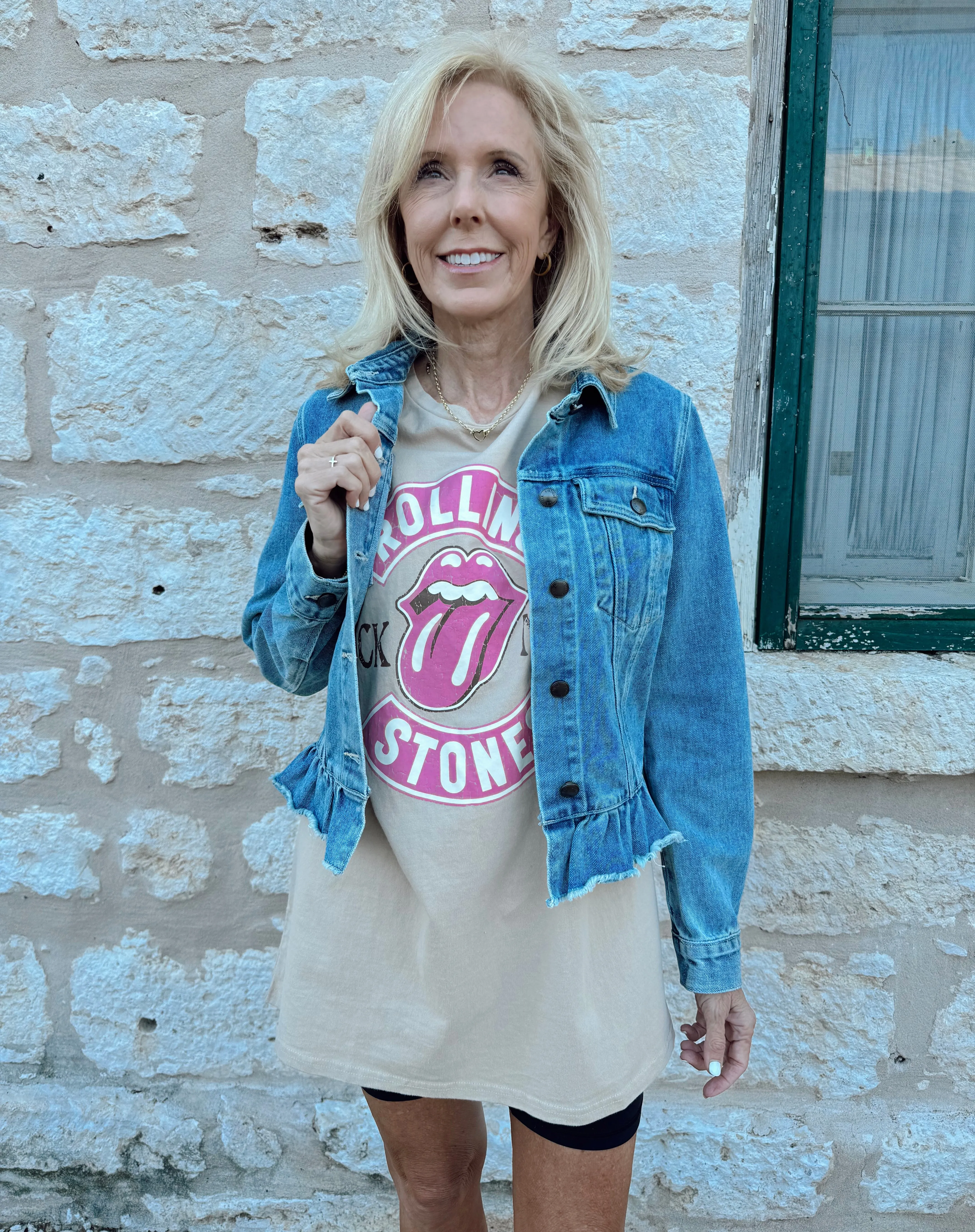 Rock N' Roll Rolling Stone Graphic Tee Dress