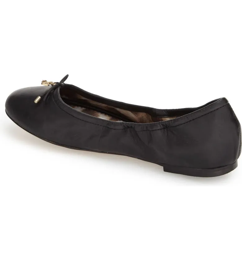 Sam Edelman Felicia Black Slip On Bow Detailed Rounded Toe Ballet Flat