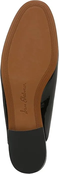 Sam Edelman Linnie Black Patent Slip On Round Toe Flat Dress Wide Mules Shoes