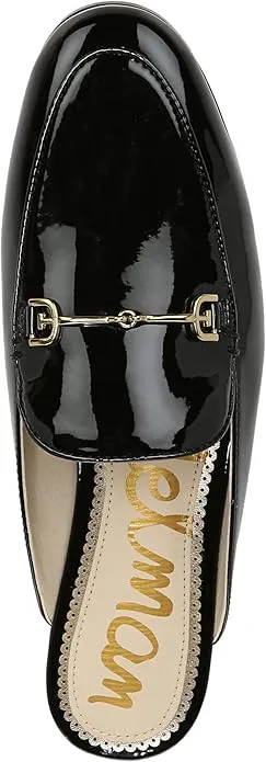 Sam Edelman Linnie Black Patent Slip On Round Toe Flat Dress Wide Mules Shoes