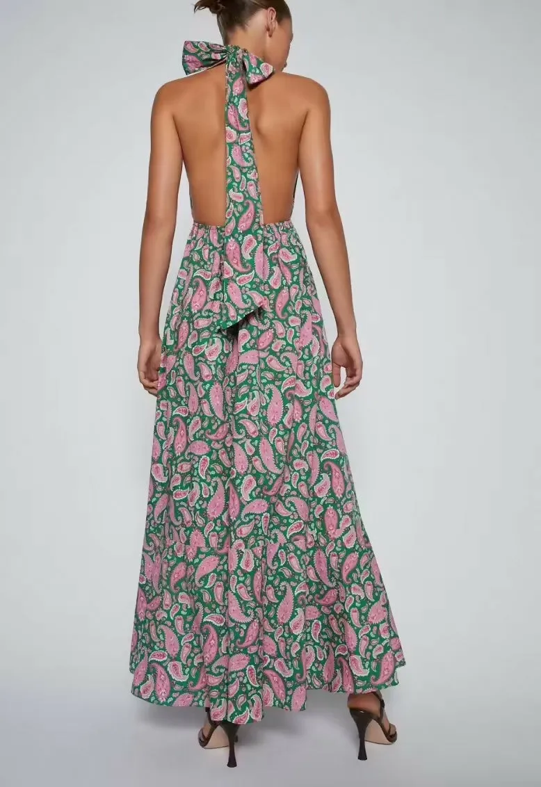 Scanlan Theodore Paisley Halter Maxi Dress