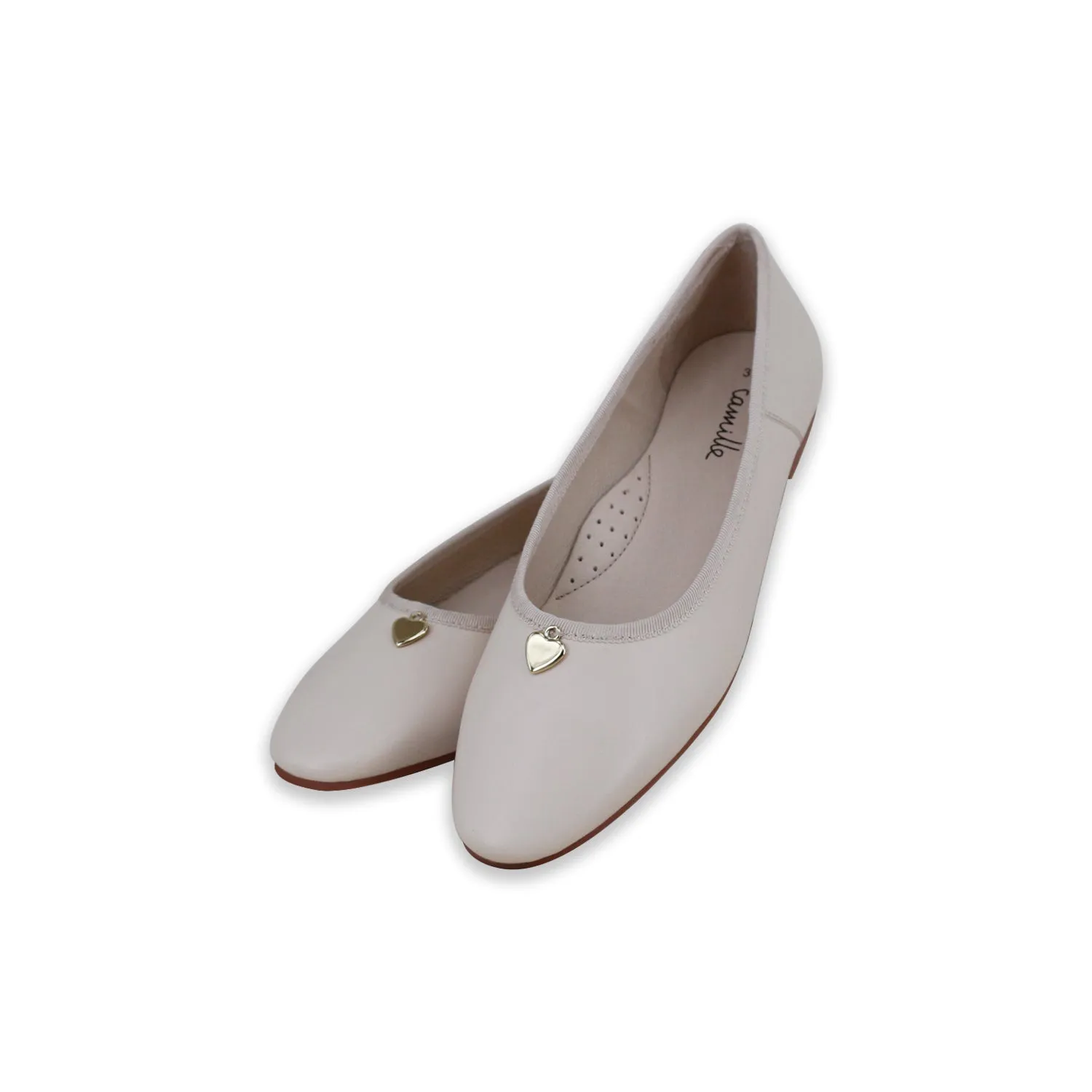 shoes luci flats with heart charm - blush nude